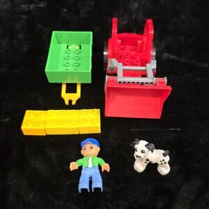 LEGO Duplo Tractor Loader Trailer Dog Boy Figure Farm Blocks Preschool Toy Set